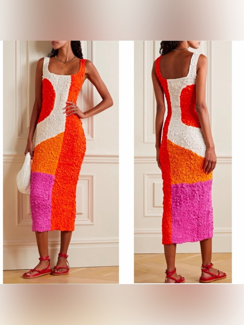 Rare Mara Hoffman Sloan Popcorn Textured Midi Dress Multicolor Sz Small